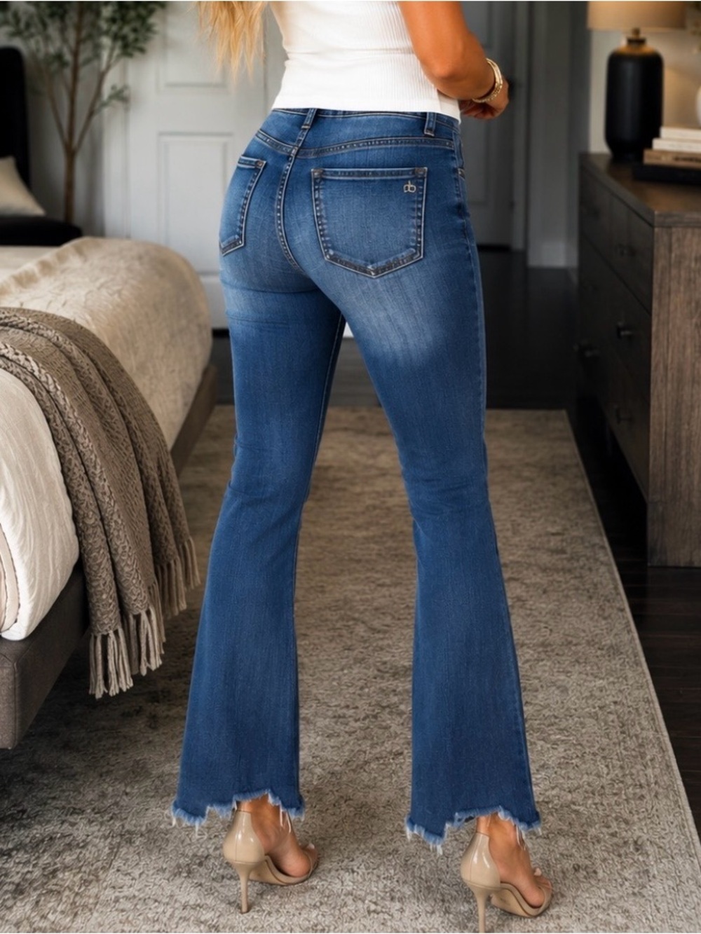 Rag & Bone Nina High Rise Ankle Flare Jeans Clean Doric NWT Raw Hem Size 28